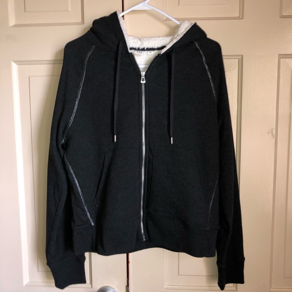 BNWT GAP plush hoodie sweater jacket grey Women